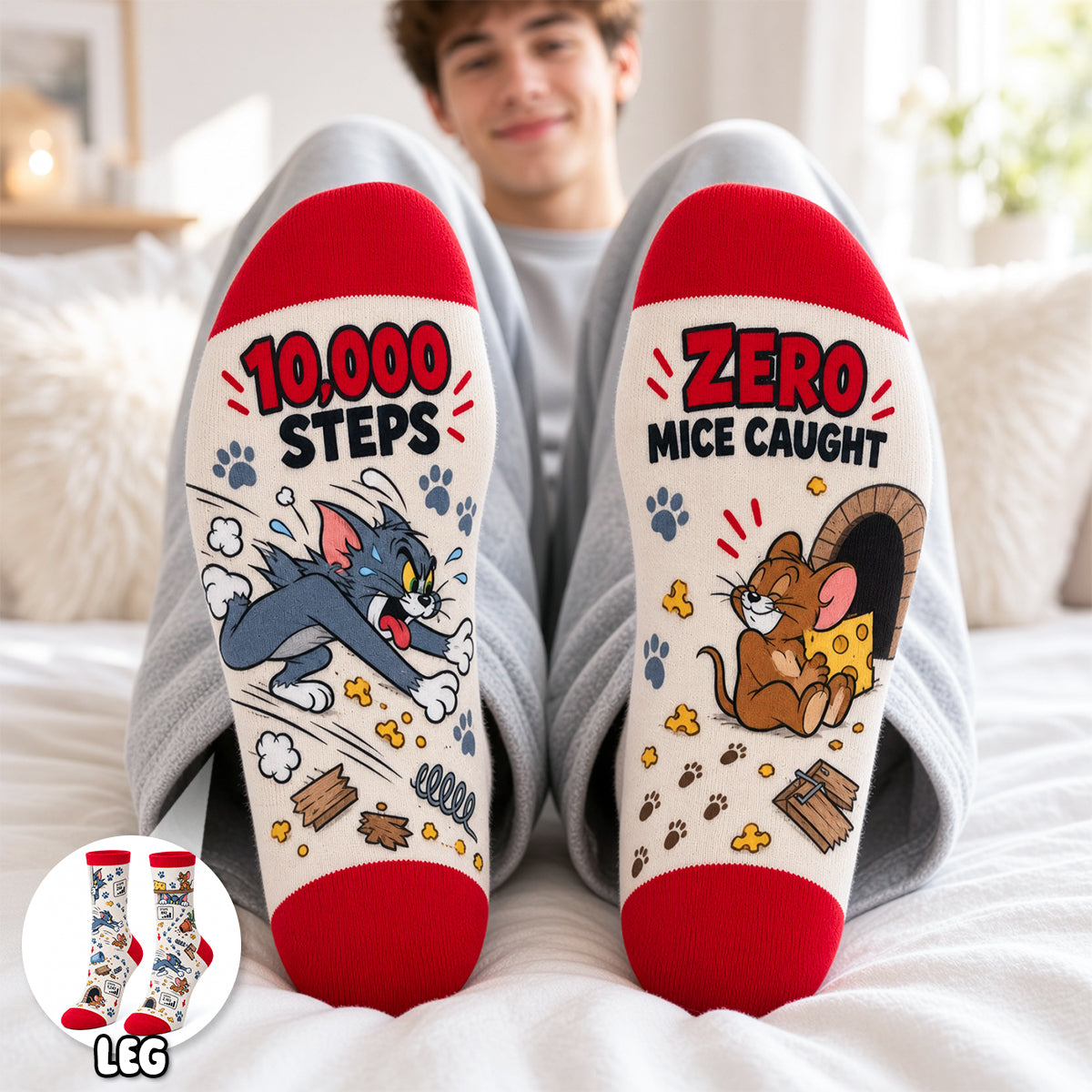 "Outrun Your Frenemy!" - Lovely Frenemies Socks - Personalized Gift for Gamers, Cartoon Lovers, & Friends Socks PopCulturePrints