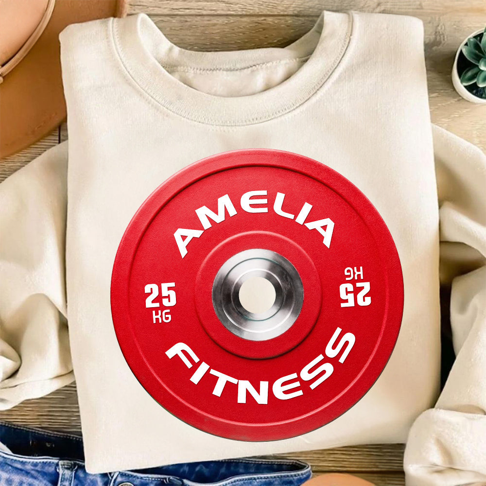 Custom Gymer Christmas Sweatshirt - Personalized Bumper Plate Design