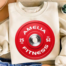 Load image into Gallery viewer, Custom Gymer Christmas Sweatshirt - Personalized Bumper Plate Design
