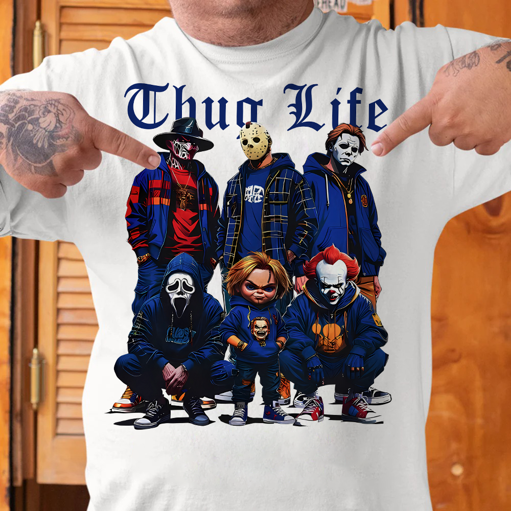 Thug Life Halloween Horror Icons Graphic T-Shirt