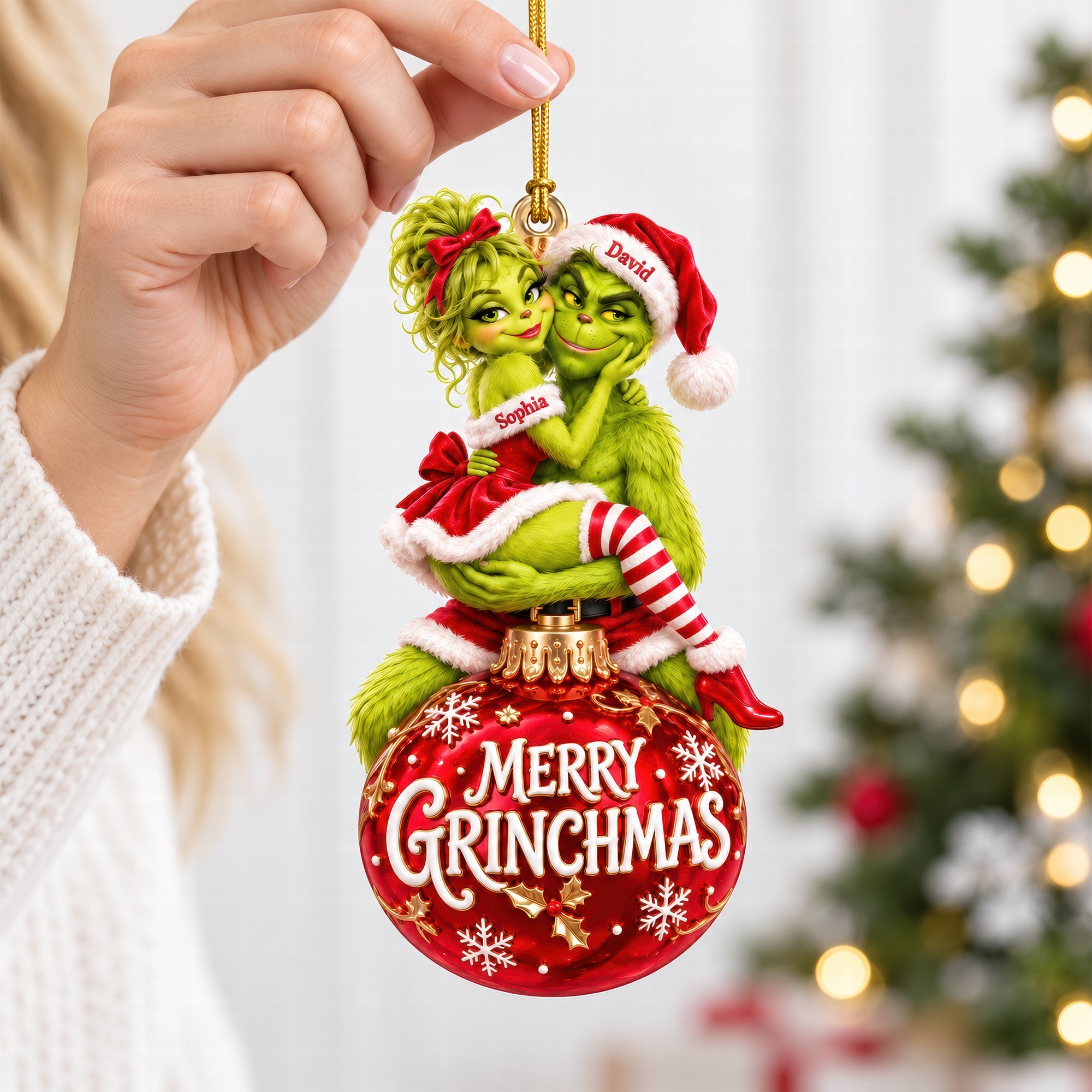 Merry Grinchmas - Naughty Couple Christmas Ornament Ornament PopCulturePrints