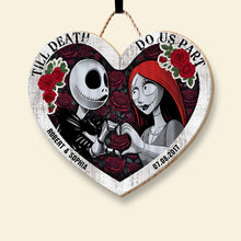 Load image into Gallery viewer, Personalized 'Till Death Do Us Part' Heart-Shaped Wood Sign - Unique Couple's Gift Wood Sign PopCulturePrints
