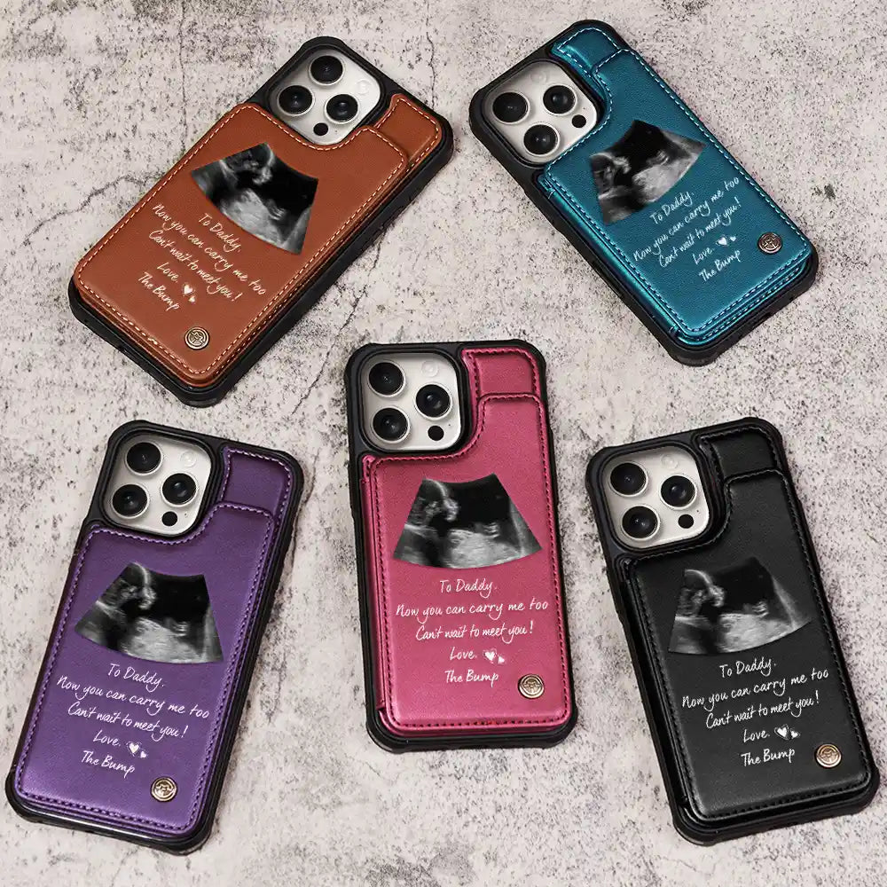 To Daddy, Now You Can Carry Me Too - Personalized Leather Flip Wallet Phone Case Leather Flip Wallet Phone Case PopCulturePrints