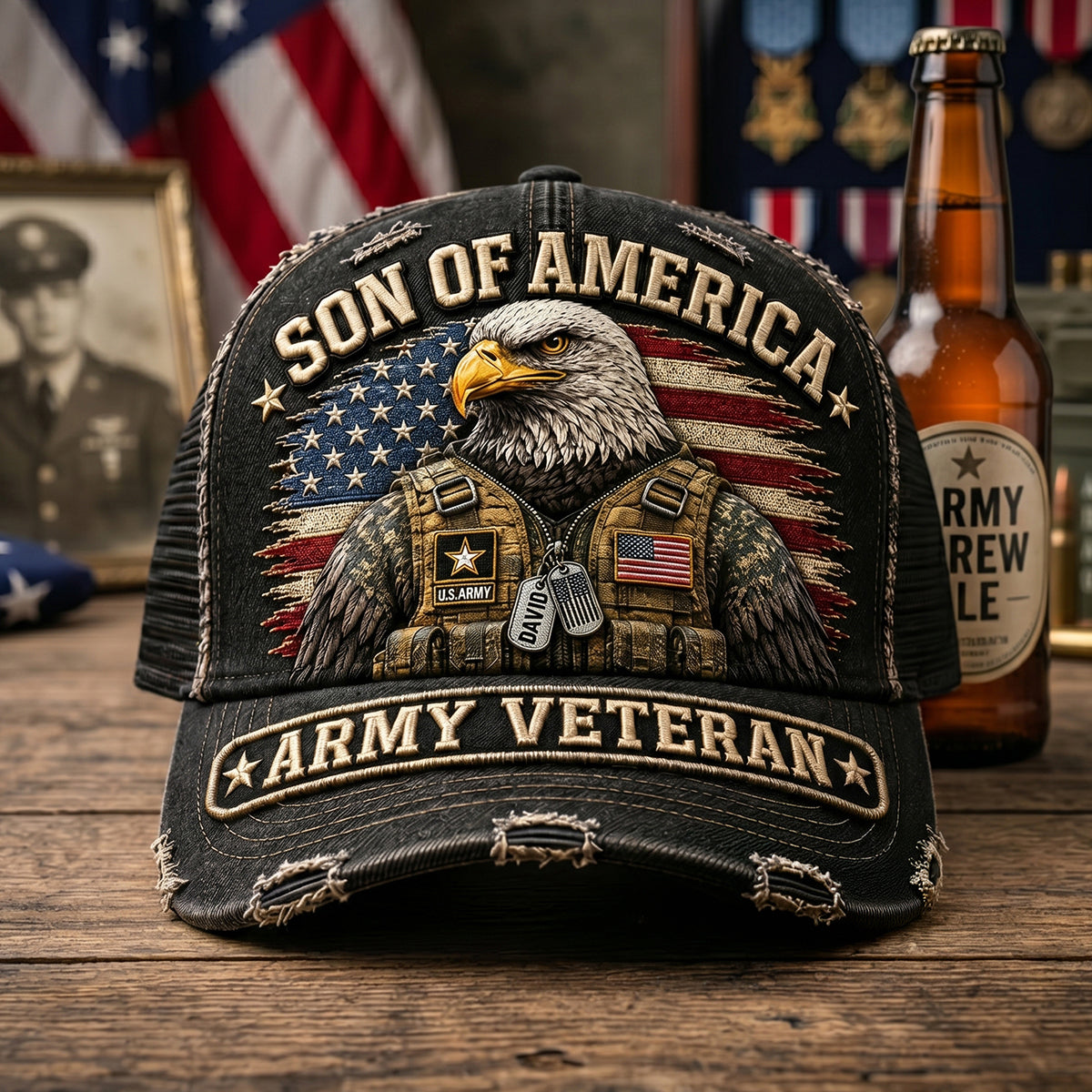 Son Of America Classic Cap - Personalized Gifts for Veterans Caps PopCulturePrints