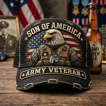Load image into Gallery viewer, Son Of America Classic Cap - Personalized Gifts for Veterans Caps PopCulturePrints
