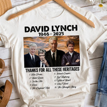 Load image into Gallery viewer, David Lynch Tribute Shirt - Celebrating a Legacy in Film and Art Shirts PopCulturePrints
