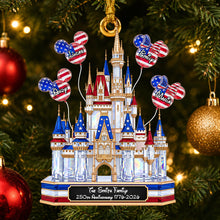 Load image into Gallery viewer, "A Magical Keepsake for Generations - Personalized Enchanted Castle Acrylic Ornament for Family 250th Anniversary Gift"
