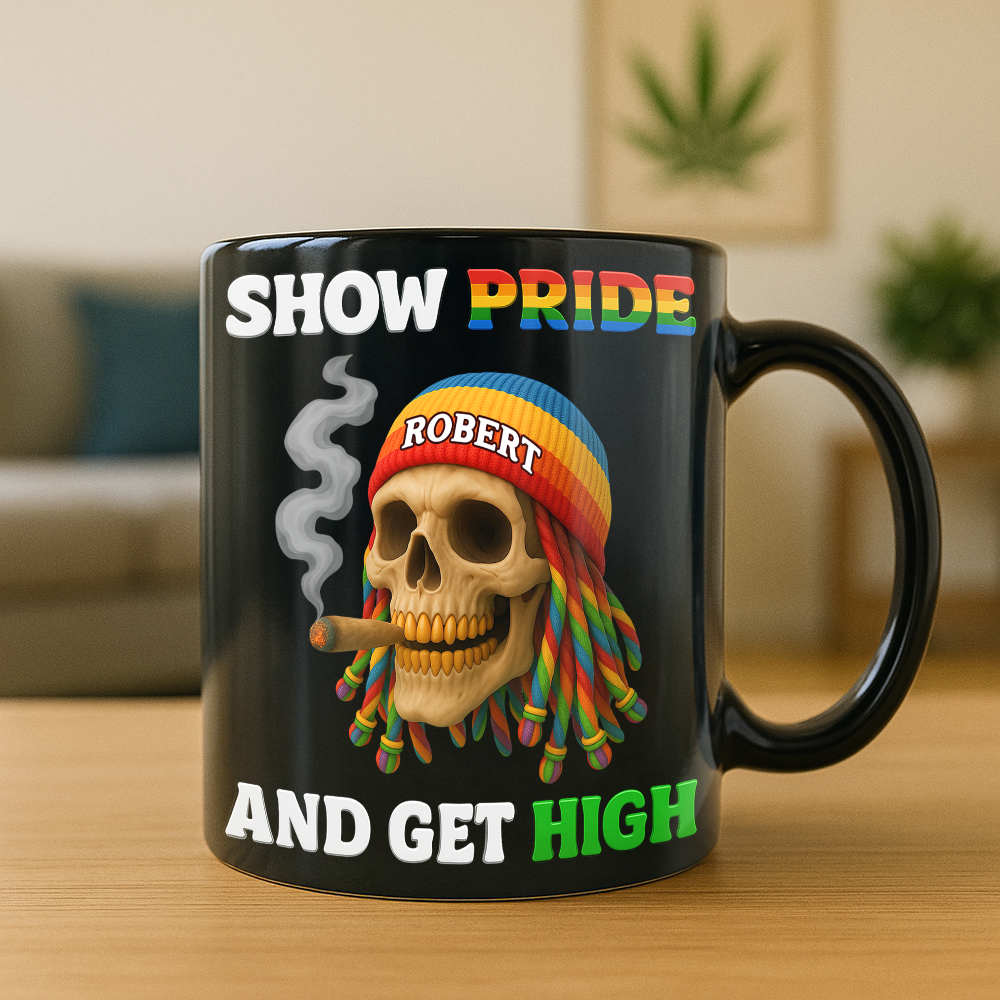 Show Pride And Get High Mug - Personalized Gift for LGBT Smokers Coffee Mug PopCulturePrints