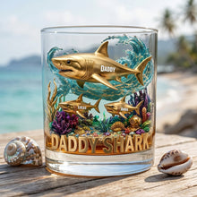 Load image into Gallery viewer, "Daddy Shark" - Unique Personalized Glass for Dads - Gift for Father, Grandpa, or any special dad! Glass PopCulturePrints
