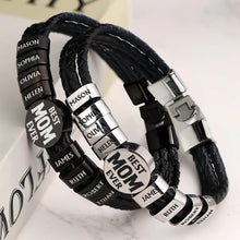 Load image into Gallery viewer, Best Dad Ever - Personalized Leather Braided Bracelet | Unique Gift for Dad, Grandpa, or Stepdad Leather Braided Bracelet PopCulturePrints
