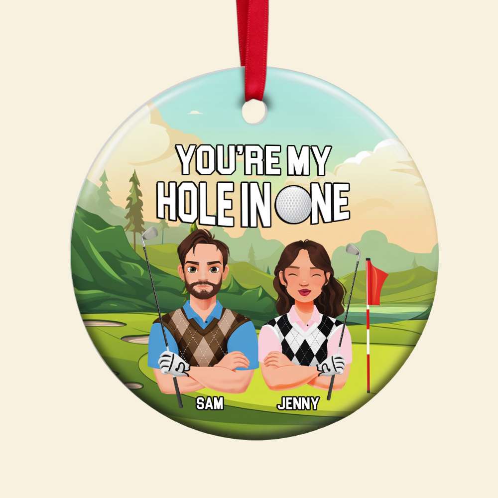 Personalized Golf Couple Christmas Ornament - You're My Hole In One