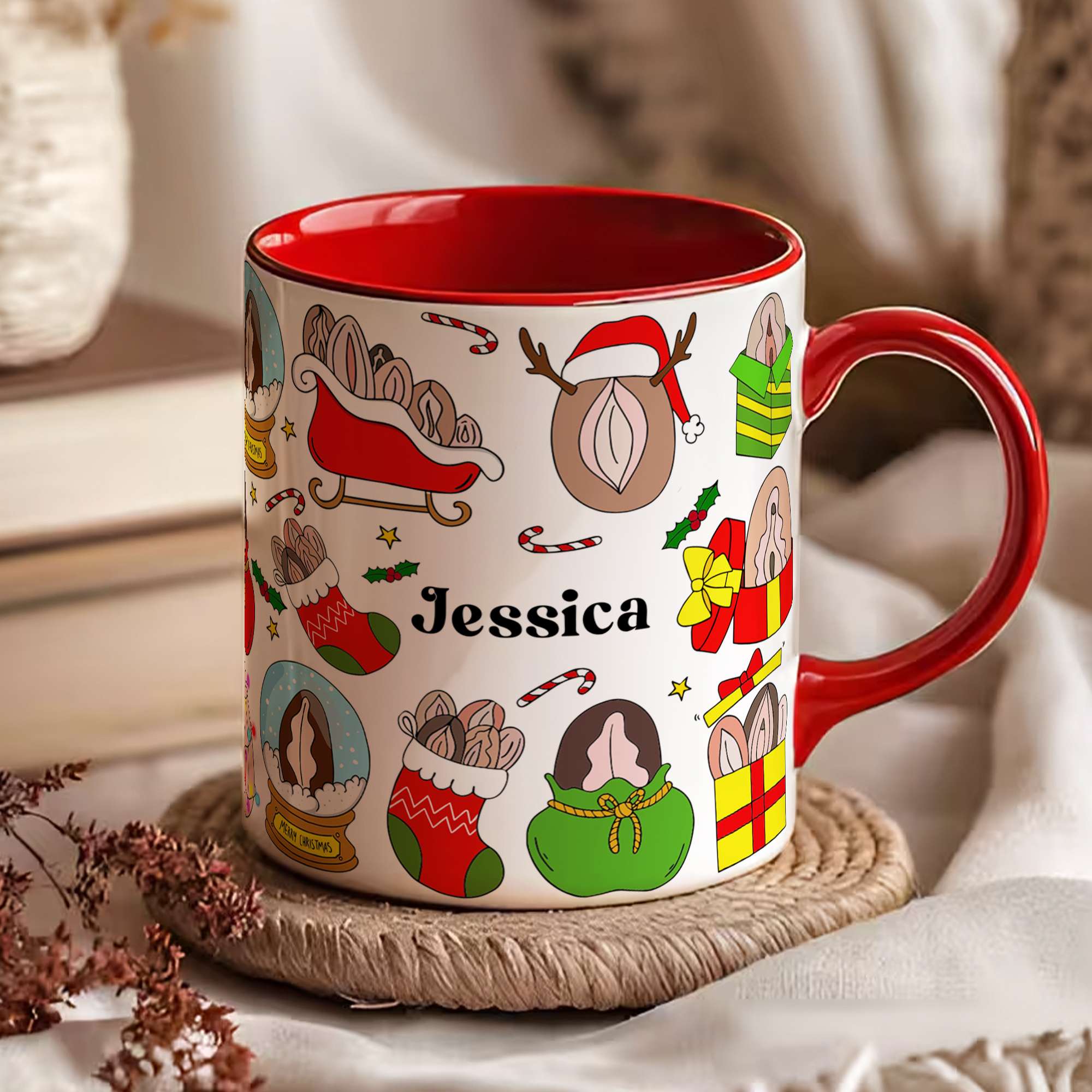 Merry Mischief: Add Joy to Every Sip - Personalized Accent Mug for Her Coffee Mug PopCulturePrints