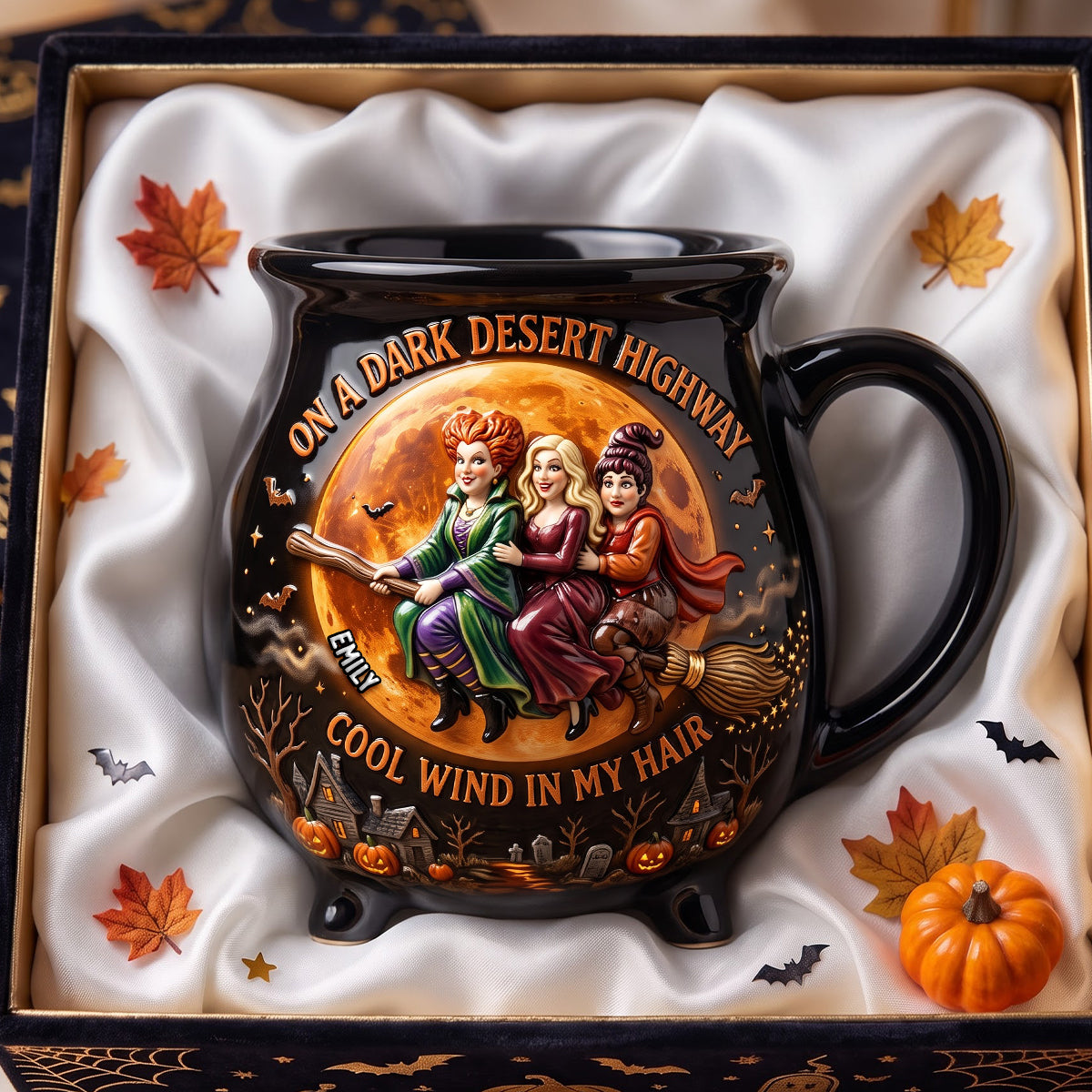 “On a Dark Desert Highway” - Macabre Spell Sisters Cauldron Mug - Personalized Gifts for Halloween
