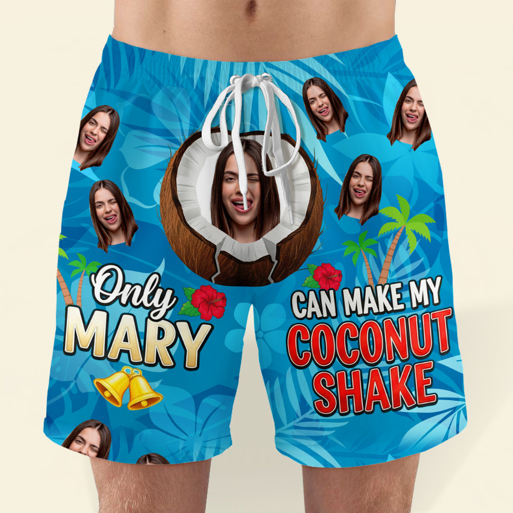 Only Mary Can Make My Coconut Shake - Funny Men's Beach Shorts - Custom Photo Gift for Him Shorts and Pants PopCulturePrints