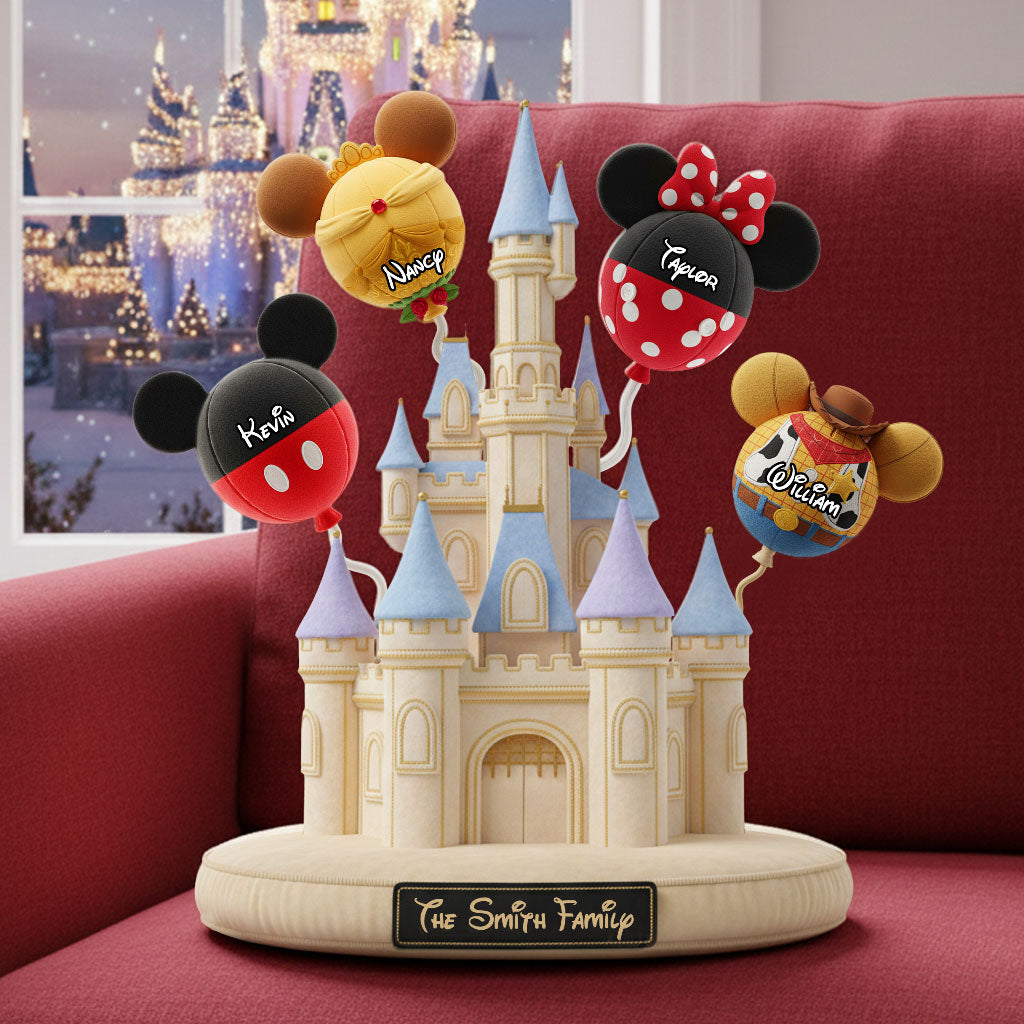 “Create Your Own Magical Moments” - Balloon Castle Family Custom Pillow - Personalized Gift for Families Pillow PopCulturePrints