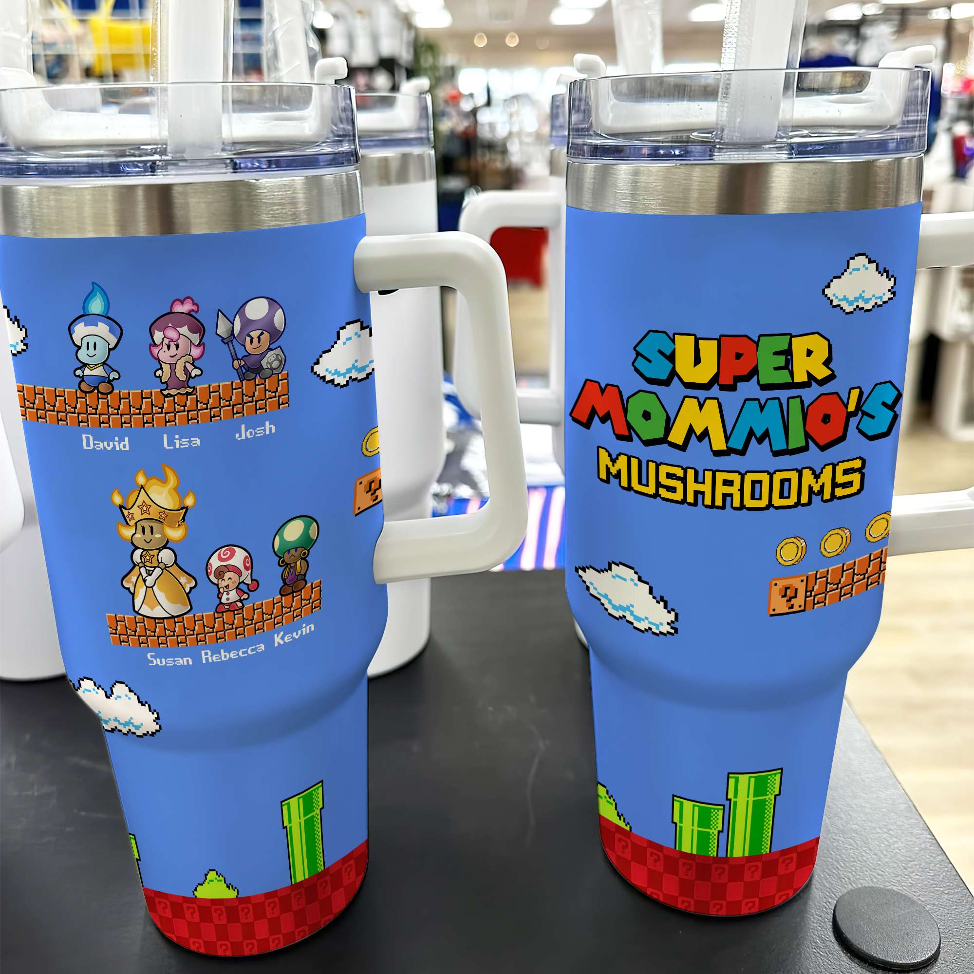 Super Mom Video Game Theme Personalized Tumbler for Mother's Day Tumbler Cup PopCulturePrints