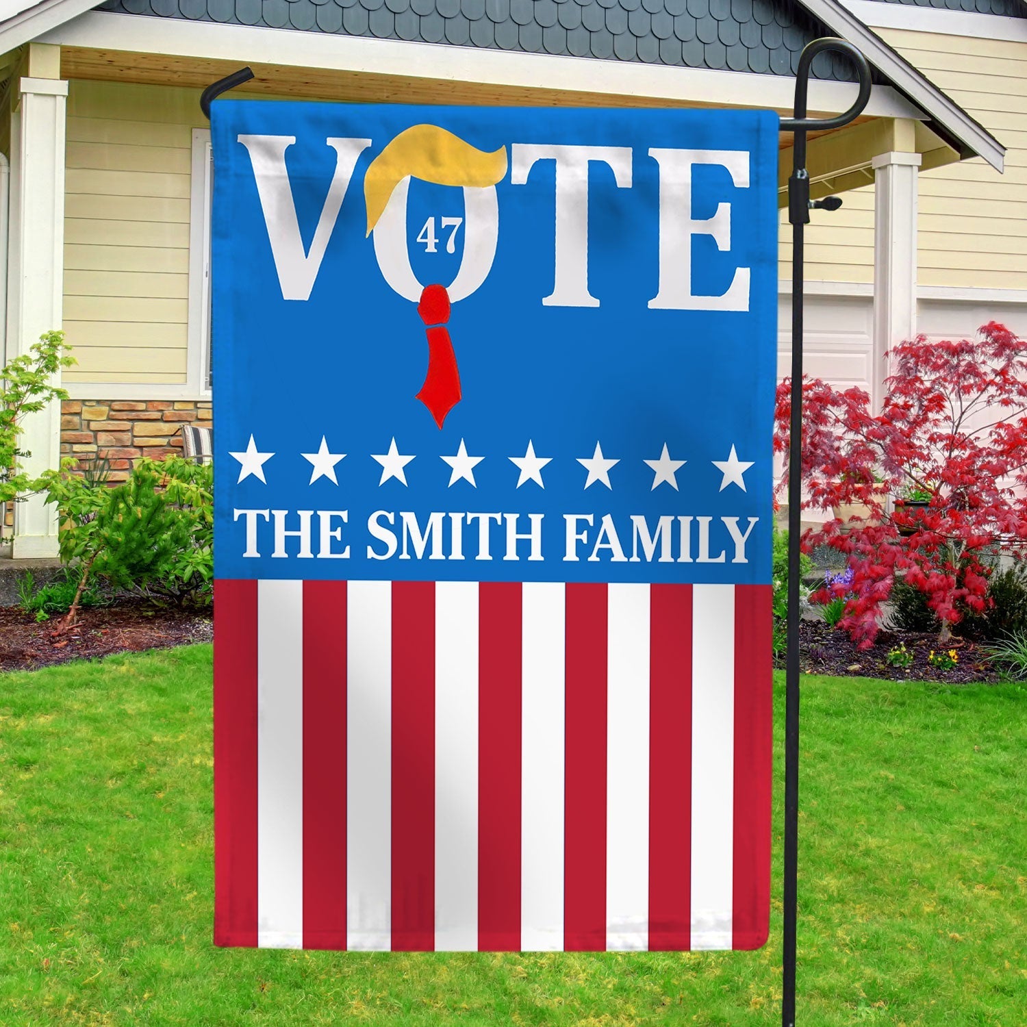 Personalized Family & Patriotic Garden Flag - Vote 47 Design