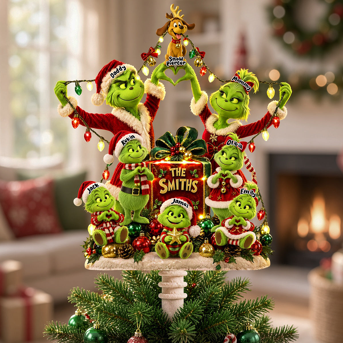 “Celebrate Family Joy” - Mischievous Christmas Tree Topper - Personalized Gifts for Family