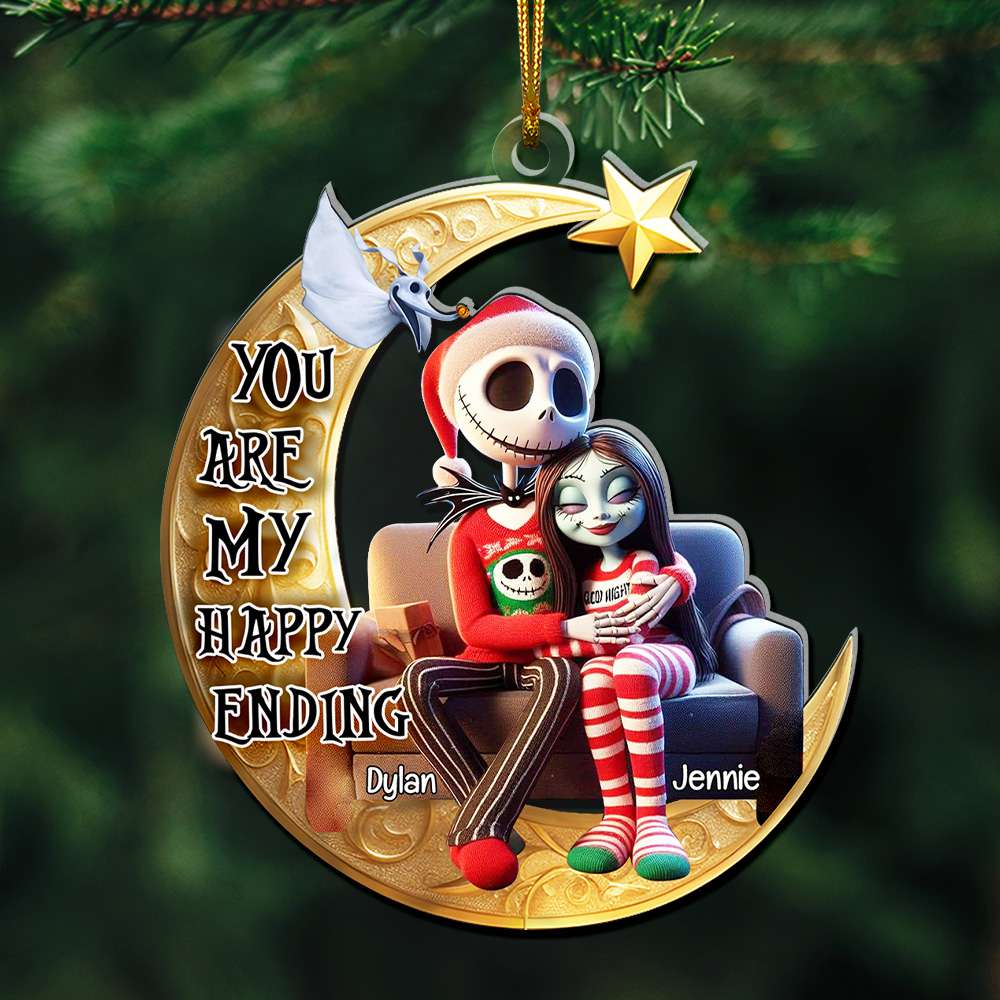 Custom Couples Acrylic Ornament - You Are My Happy Ending | Valentine's Day Gifts Ornament PopCulturePrints