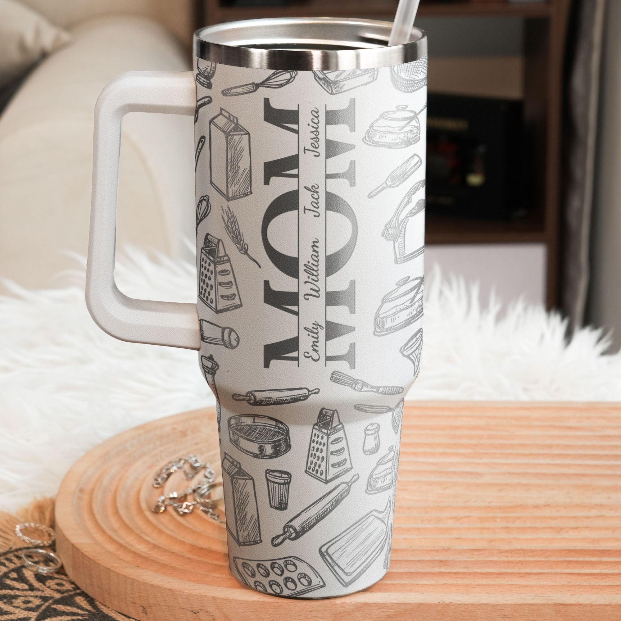 Weekend Forecast: Baking With A Chance Of Drinking - Personalized Engraved 40oz Tumbler for Moms and Grandmas Engraved 40oz Tumbler PopCulturePrints