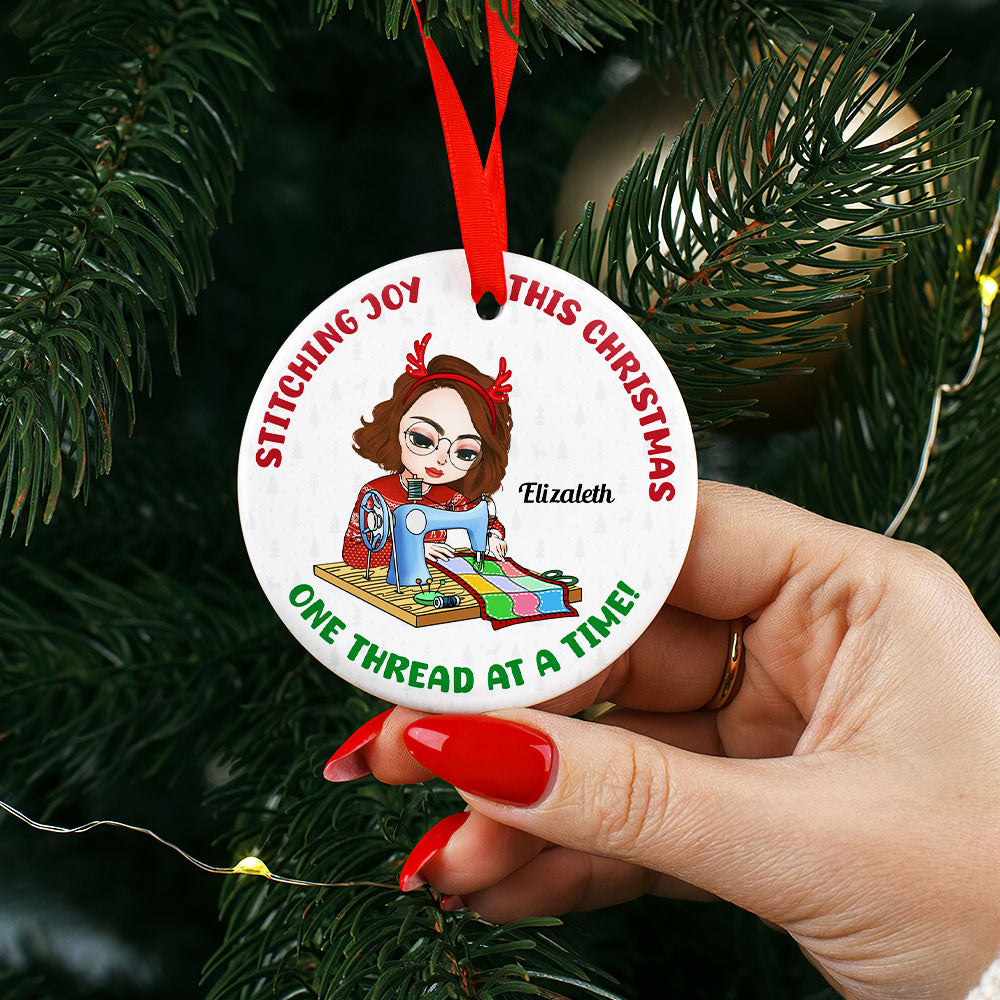 Personalized Alphabet Ornament for Sewing Enthusiasts Ornament PopCulturePrints