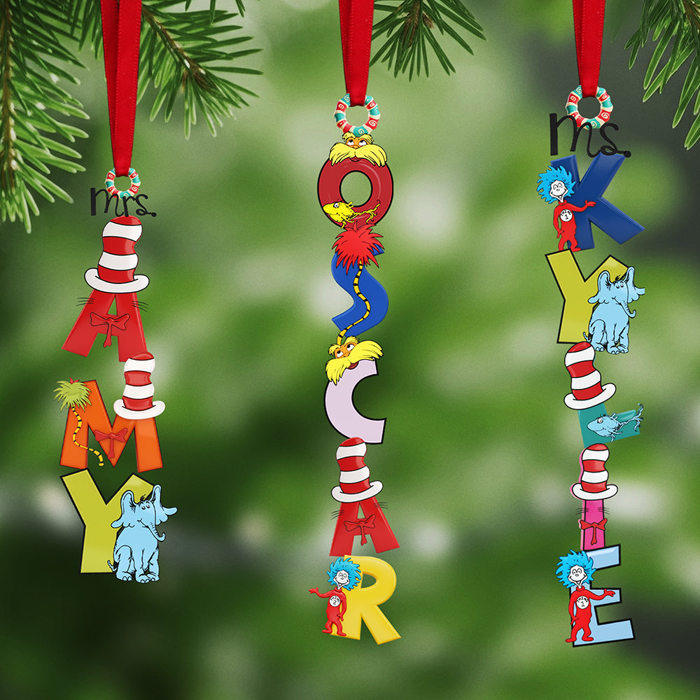 "Celebrate Creativity!" Personalized Teacher Alphabet Name Acrylic Ornament - Custom Gift for Teachers, Students, and Gift-Givers Ornament PopCulturePrints