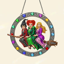 Load image into Gallery viewer, &quot;Fly High with Magic!&quot; - Enchanted Witches Trio Suncatcher - Personalized Gift for Witch Lovers Ornament PopCulturePrints
