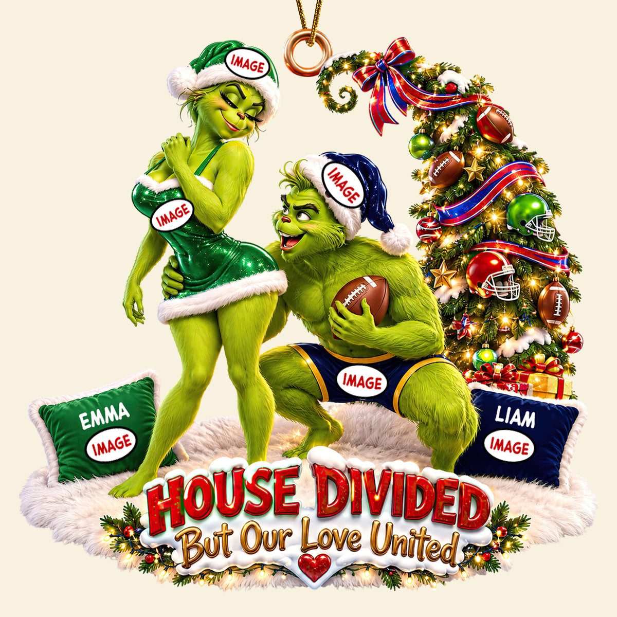“House Divided But Our Love United” - Sport Lover Christmas Couple Ornament - Personalized Gifts for Couples Ornament PopCulturePrints