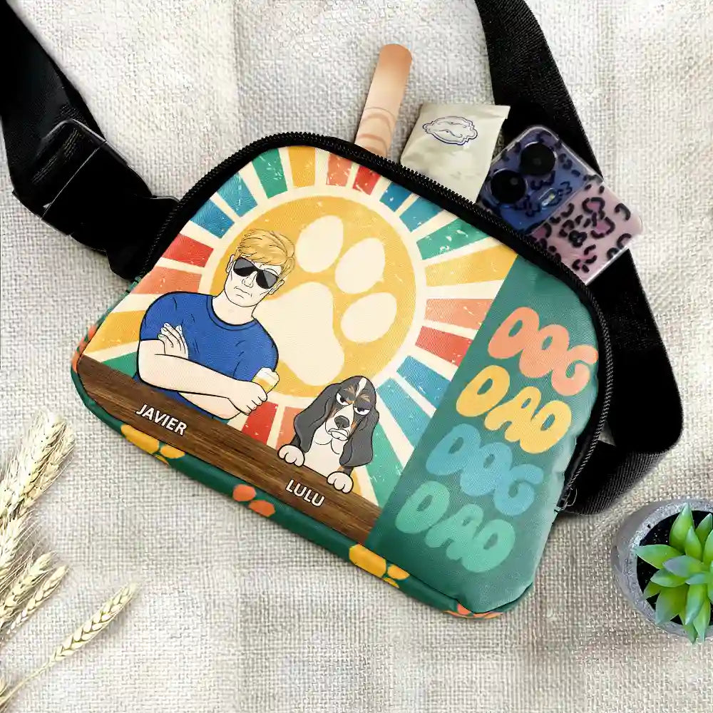 “Celebrating Dog Dads Everywhere” - Custom Retro Dog Dad Crossbody Belt Bag - Perfect Gift for Dog Lovers, Fathers & Pet Owners Crossbody Belt Bag PopCulturePrints