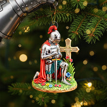 Load image into Gallery viewer, &quot;Noble Path of Faith - Personalized Kneeing Knight Ornament&quot; - Custom Gifts for Christians, Perfect for Any Occasion Ornament PopCulturePrints
