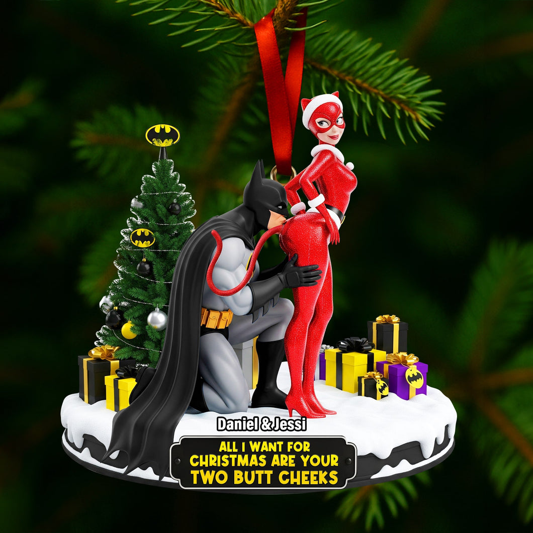All I Want For Christmas Are Your Two Butt Cheeks - Personalized Cheeky Masked Couple Ornament Ornament PopCulturePrints
