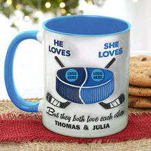 Load image into Gallery viewer, Customized Ice Hockey Lovers Mug for Couples Coffee Mug PopCulturePrints
