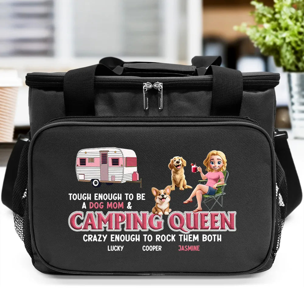 "Tough Enough to Be a Dog Mom & Camping Queen" - Personalized Lunch Bag for Dog Lovers Lunch Bag, Cooling Tote PopCulturePrints
