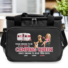 Load image into Gallery viewer, &quot;Tough Enough to Be a Dog Mom &amp; Camping Queen&quot; - Personalized Lunch Bag for Dog Lovers Lunch Bag, Cooling Tote PopCulturePrints
