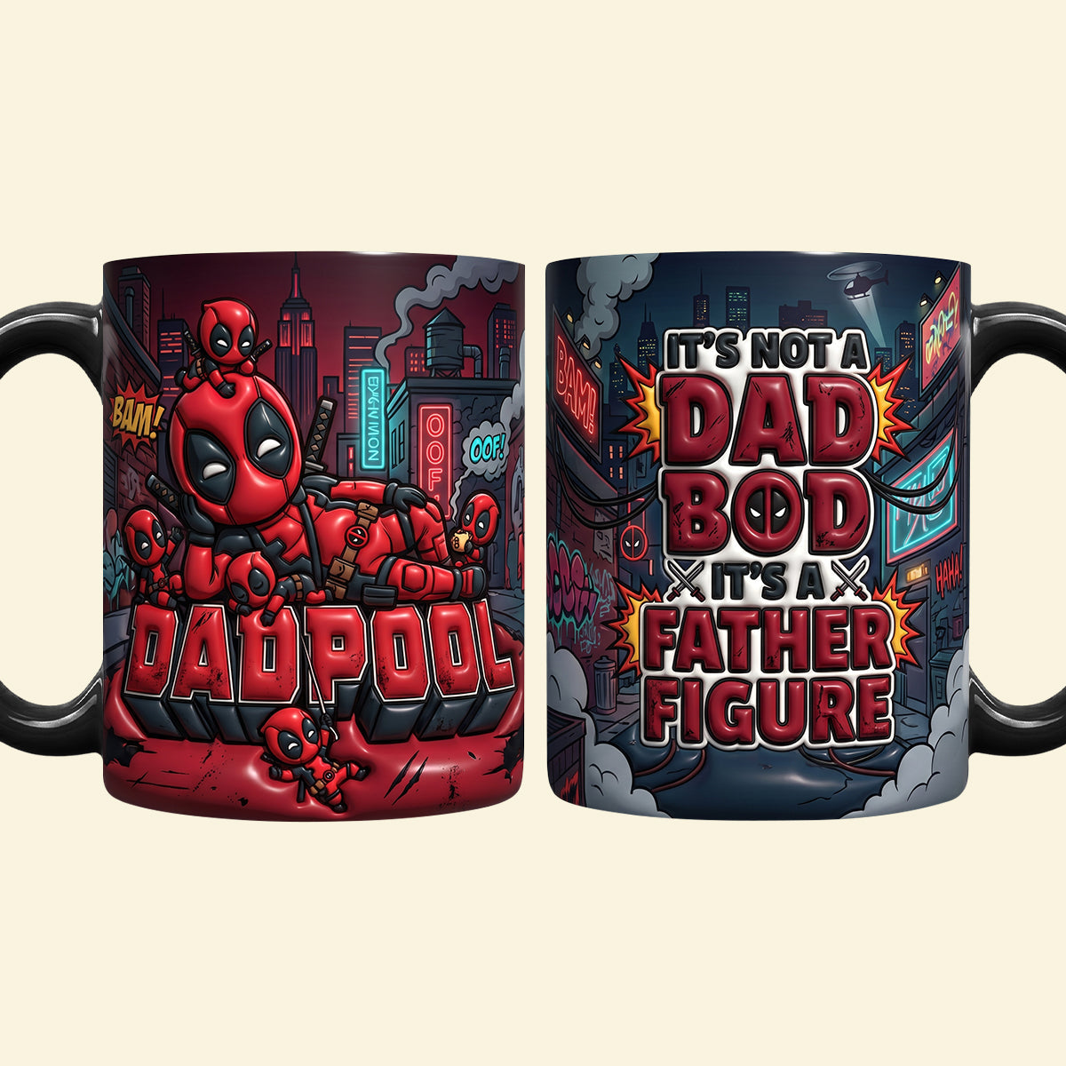 “It’s Not a Dad Bod, It’s a Father Figure” - Hero Dad Bod Accent Mug - Custom Gift for Dads, Grandpas & Father Figures Coffee Mug PopCulturePrints