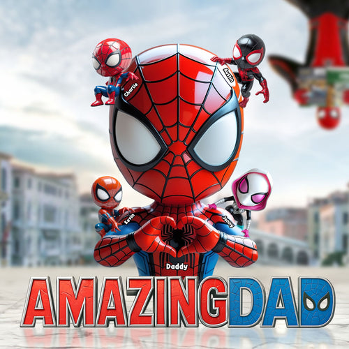 “Swing Into Joy” - Amazing Spider Plaque Personalized Gift for Dad - Perfect for Father's Day, Gift for Grandpa Shaped Plaques PopCulturePrints