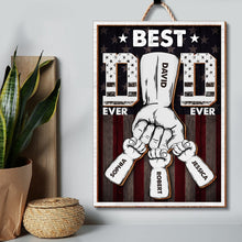 Load image into Gallery viewer, Customized Best Dad Ever Wooden Sign - Personalized Family Names Wood Sign PopCulturePrints
