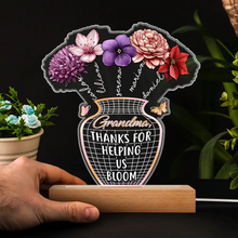 Load image into Gallery viewer, Mom, Thanks For Helping Us Bloom - Personalized 3D LED Light Wooden Base Gift for Mom, Grandma, and Special Women 3D Led Light PopCulturePrints
