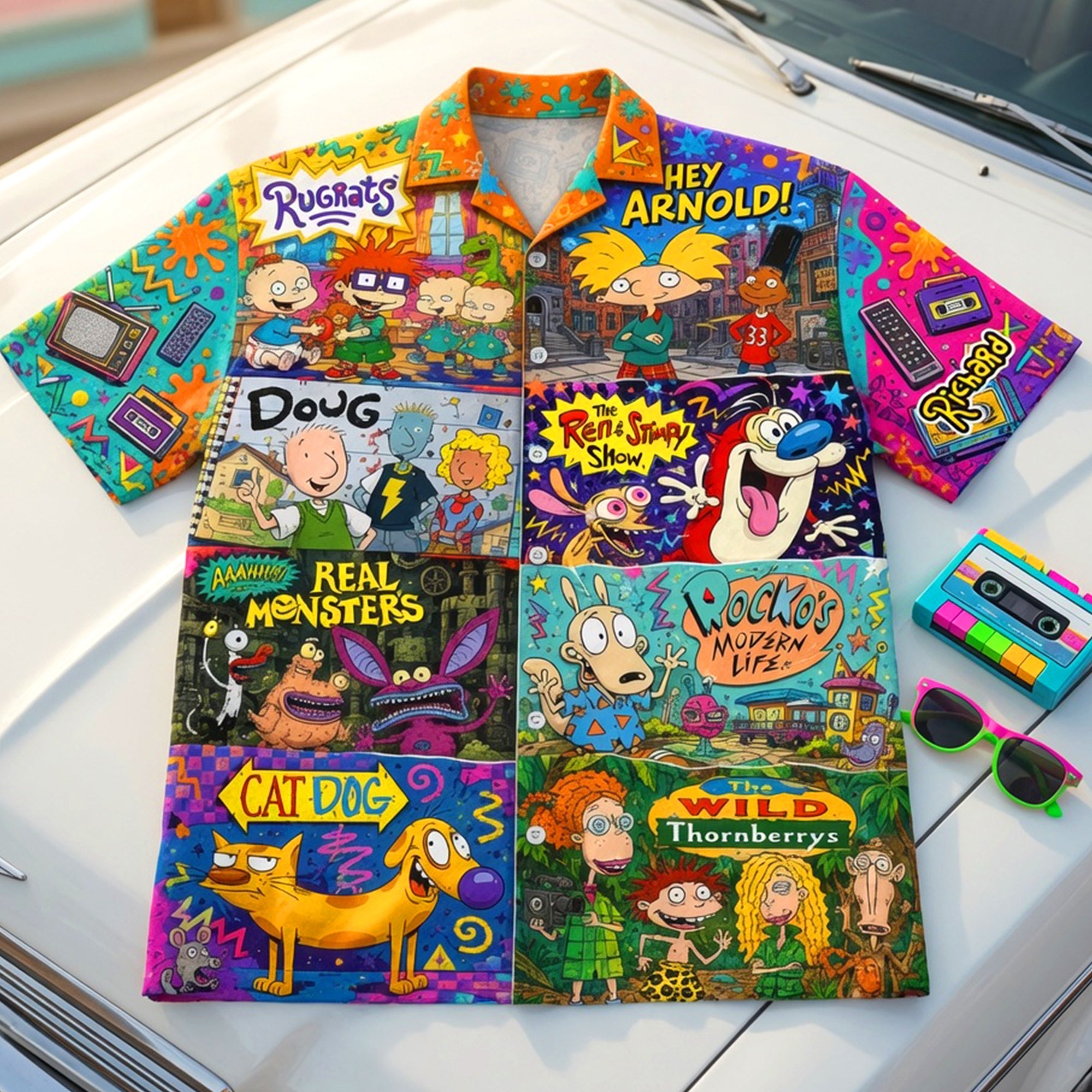 Relive the 90s with Our Cartoon Club Hawaiian Shirt - Personalized Gift for Nostalgia Lovers