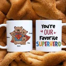 Load image into Gallery viewer, Superhero Dad Personalized Bear Family Coffee Mug Coffee Mug PopCulturePrints

