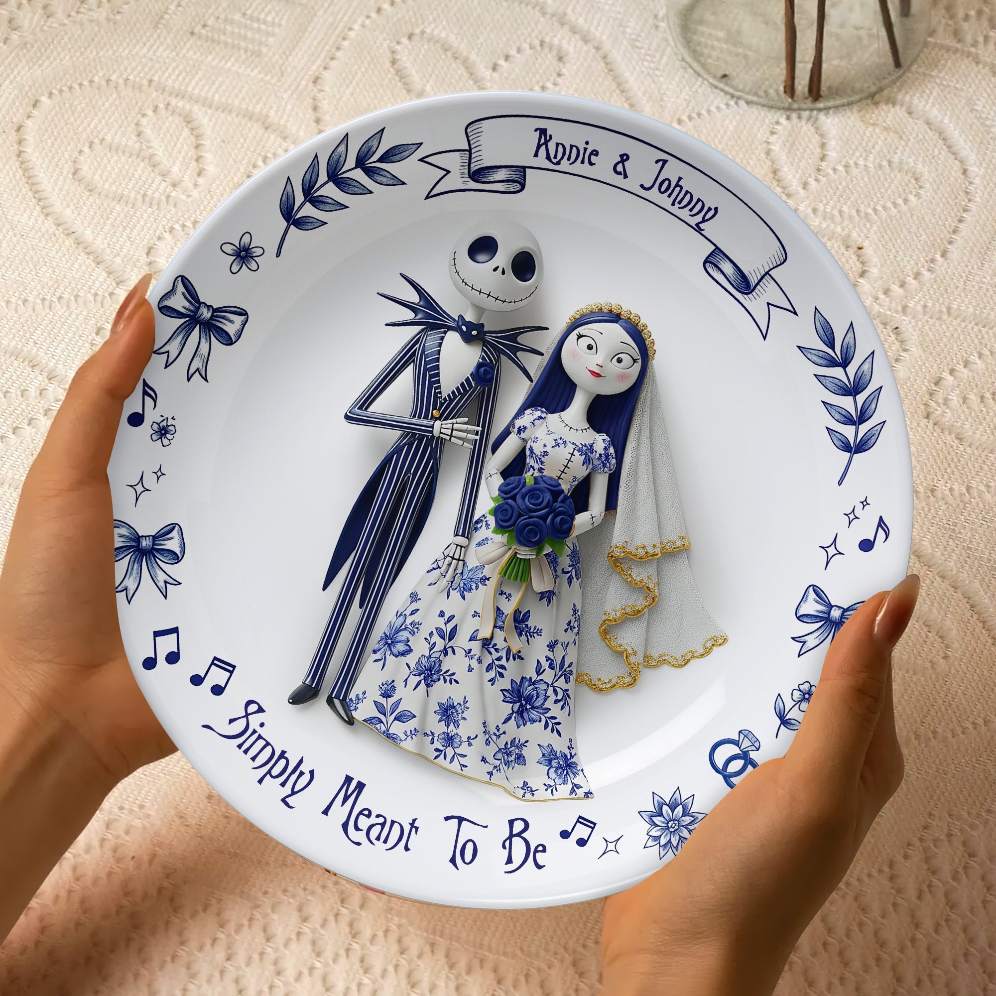 Simply Meant To Be - Personalized Christmas Gift Plate for Couples Ceramic Round Plate PopCulturePrints