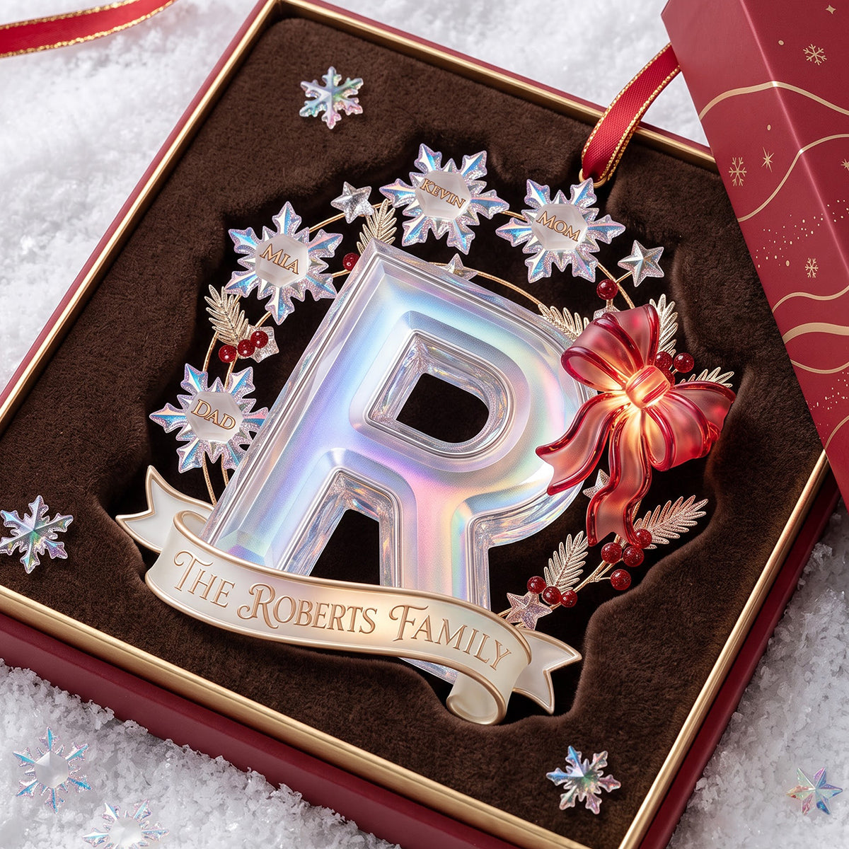 Celebrate Your Family with a Personalized Snowflake Alphabet Acrylic Ornament - Custom Christmas Gifts for Everyone