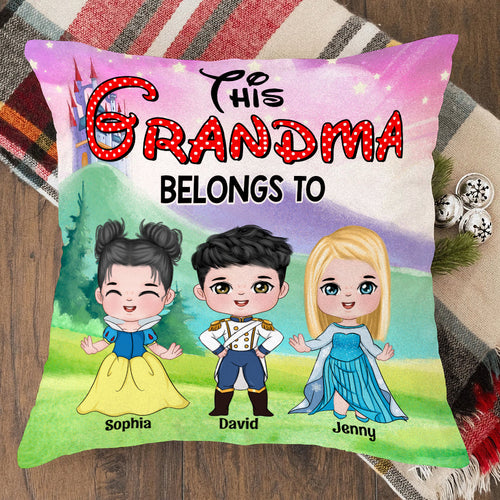 Personalized 'This Grandma Belongs To' Fairy Tale Square Pillow Pillow PopCulturePrints