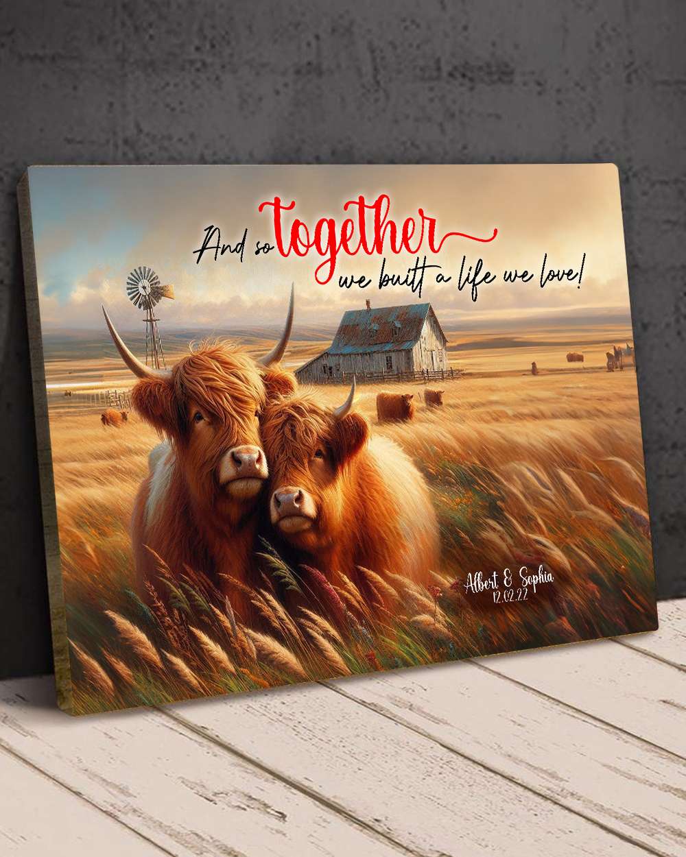 Personalized Highland Cow Couple Canvas Art Poster & Canvas PopCulturePrints