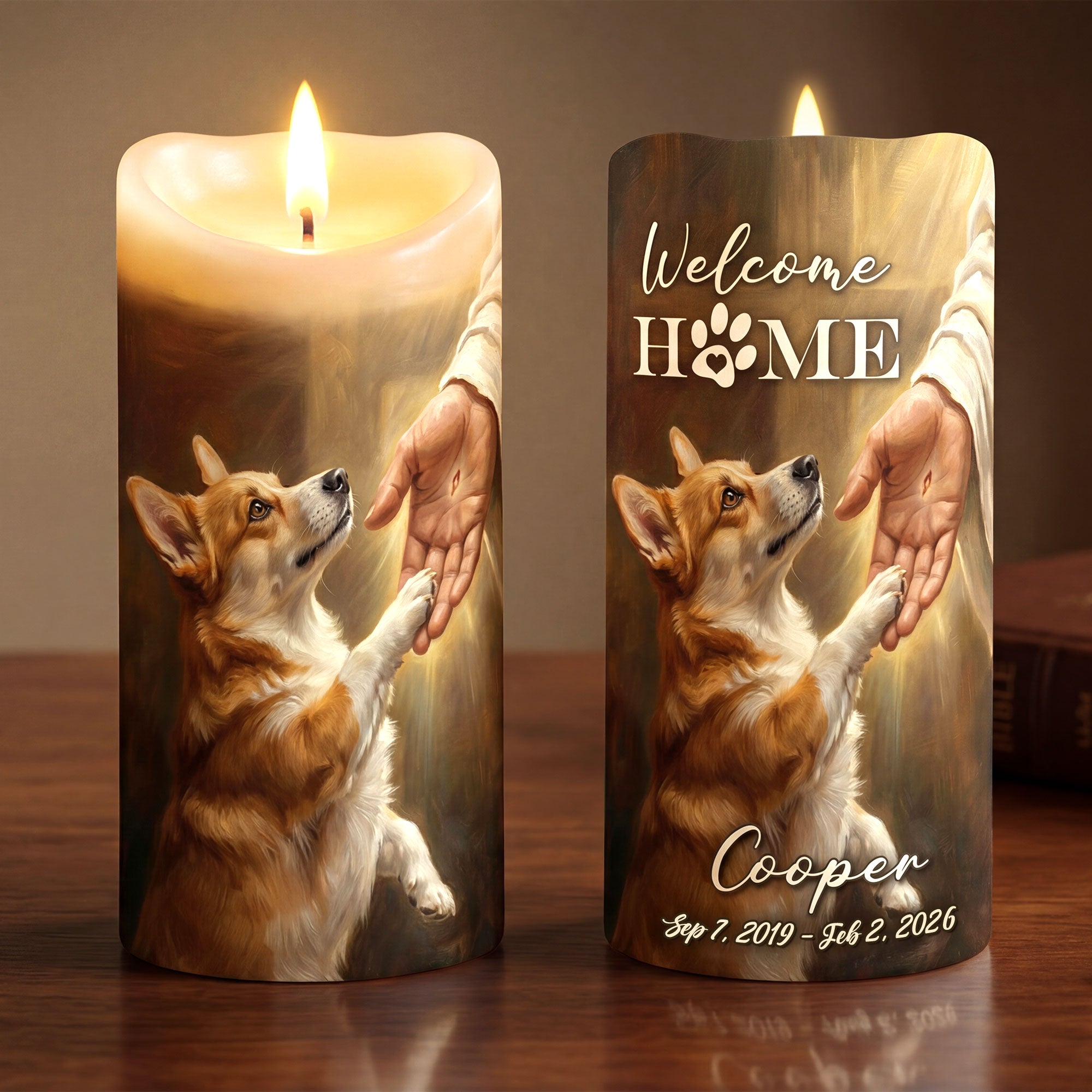 A Heartwarming Welcome Home - Custom Photo LED Candle for Dog Lovers Led Candle PopCulturePrints