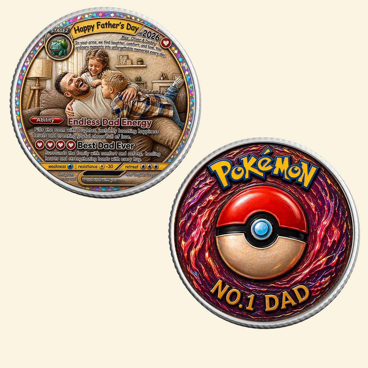 "Endless Dad Energy – The Best Gift for Every Dad!" - Custom Metal Coin for Father's Day Coin PopCulturePrints