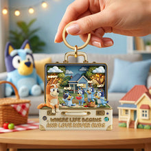 Load image into Gallery viewer, “Where Life Begins And Love Never Ends” - Personalized Puppy Keychain for Mom, Grandma, and Special Loved Ones Keychains PopCulturePrints
