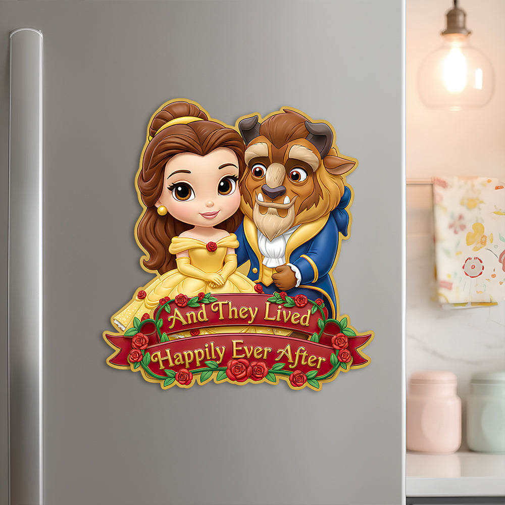 And They Lived Happily Ever After - Personalized Fridge Magnet for Couples Fridge Magnet PopCulturePrints