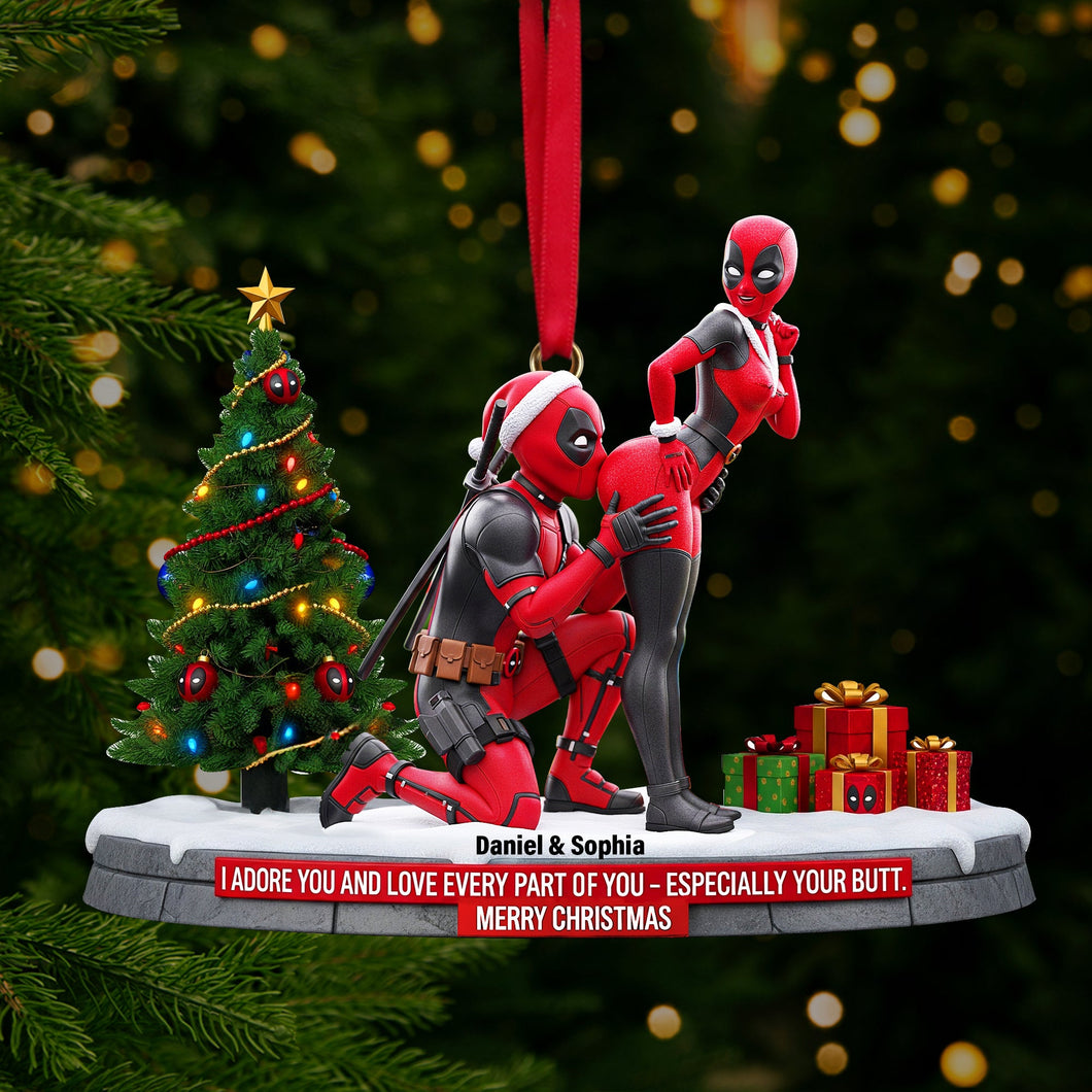 I Adore You – Funny Red Masked Couple Ornament - Personalized Gift for Couples Ornament PopCulturePrints