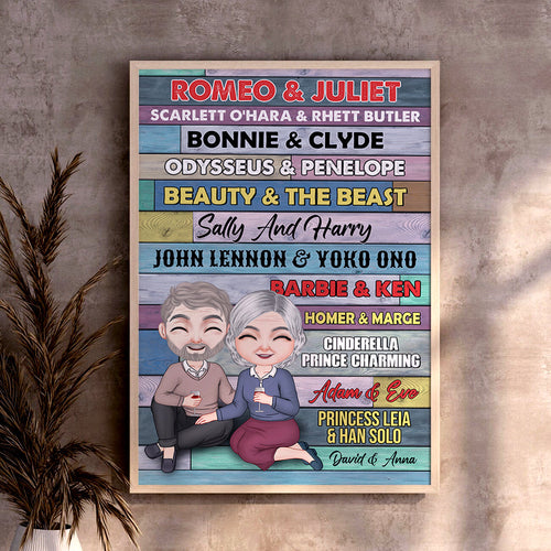 Custom Canvas Print for Couples - Elderly Love Story Poster & Canvas PopCulturePrints